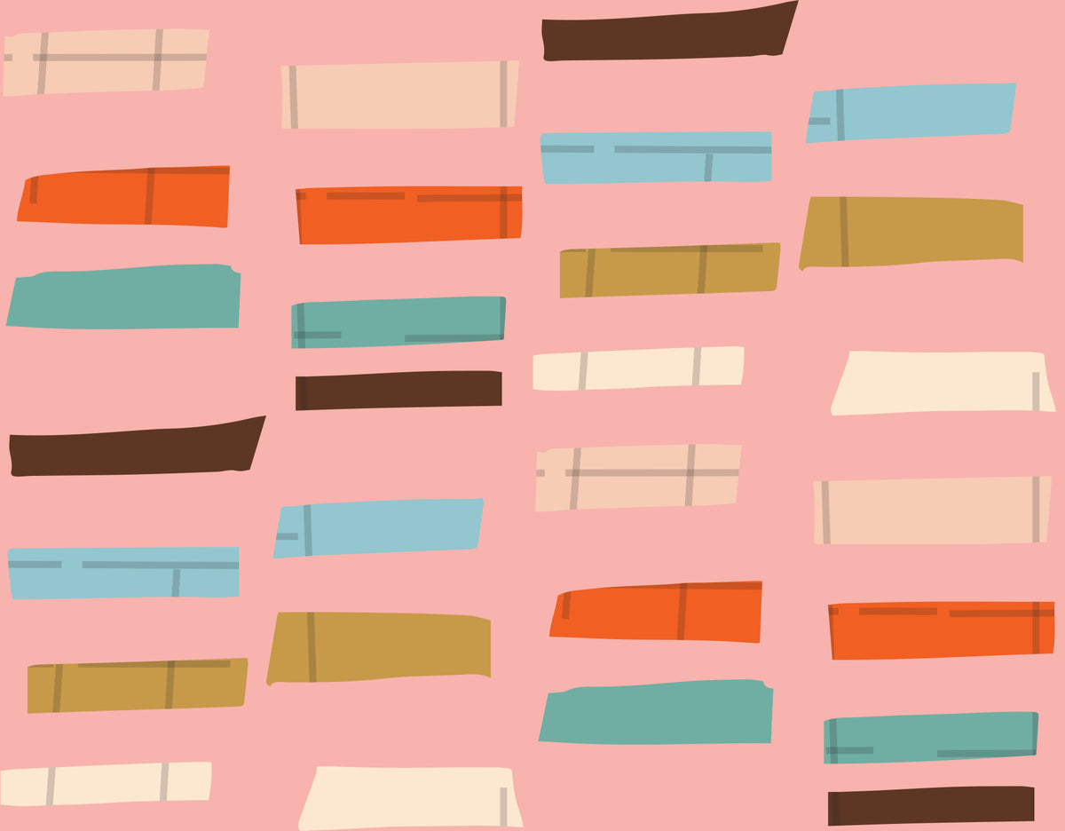 Mid Mod Stacked Blocks Pink Wallpaper⁠ in your room — zoomed