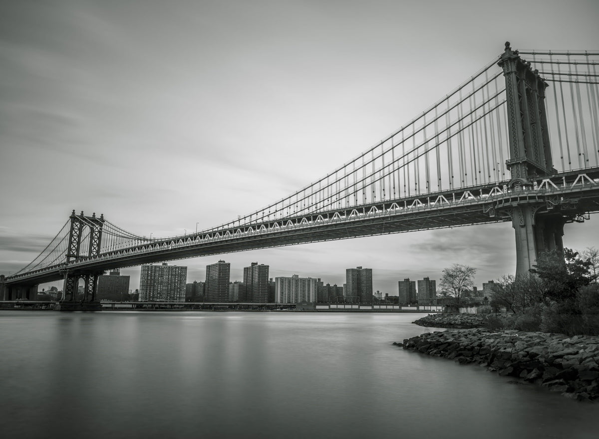 Urban Span: The Bridge in Monochrome Wall Mural in your room — zoomed