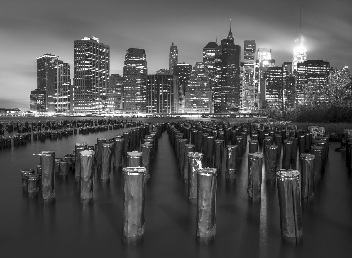 NYC Noir: Waterfront Silhouette Wall Mural in your room