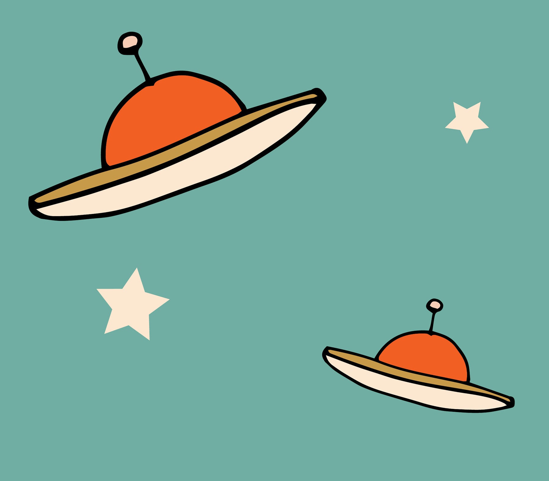 Minimal Vintage UFO Blue Wallpaper⁠