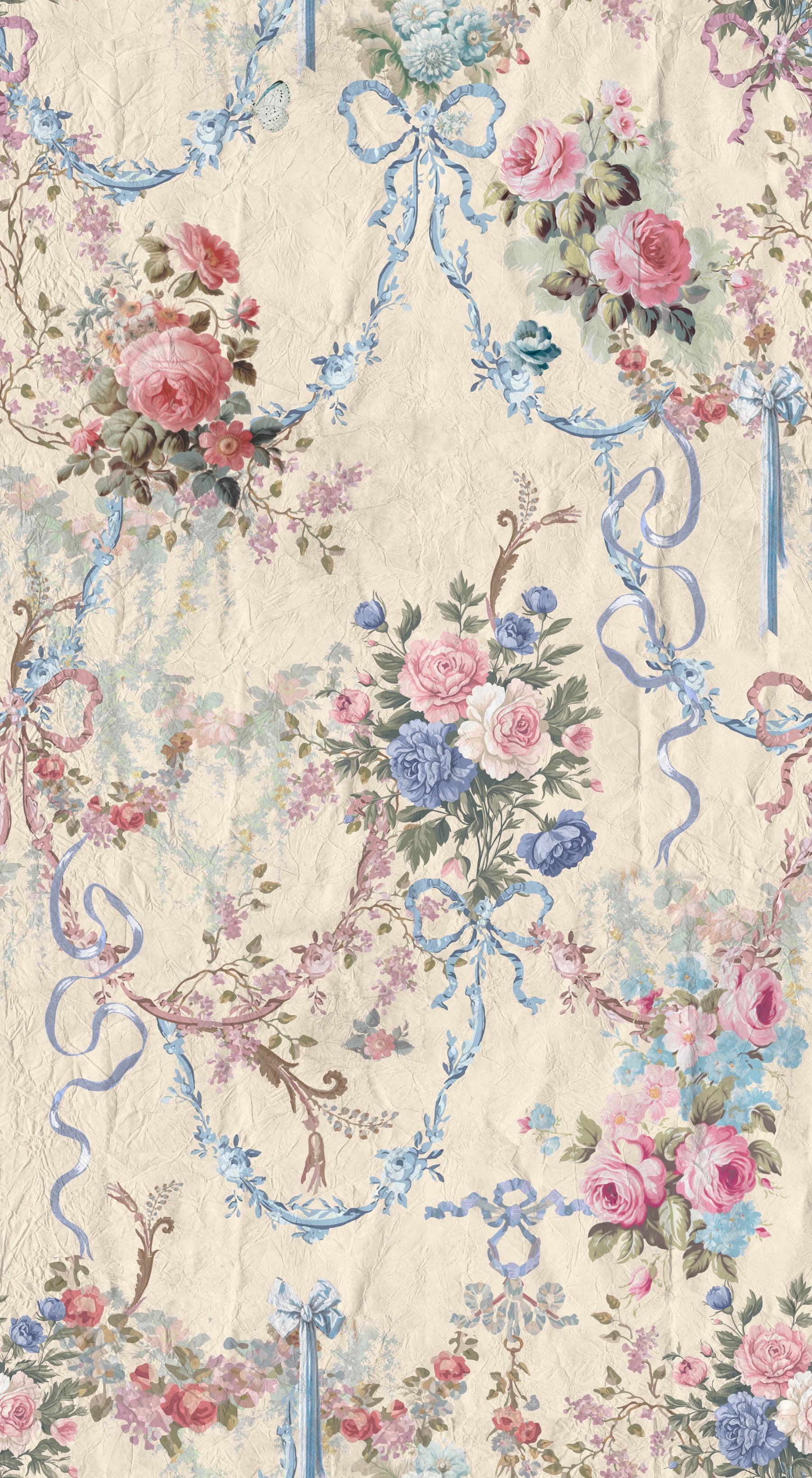Ribbon Rose Serenade Chinoiserie Wallpaper⁠