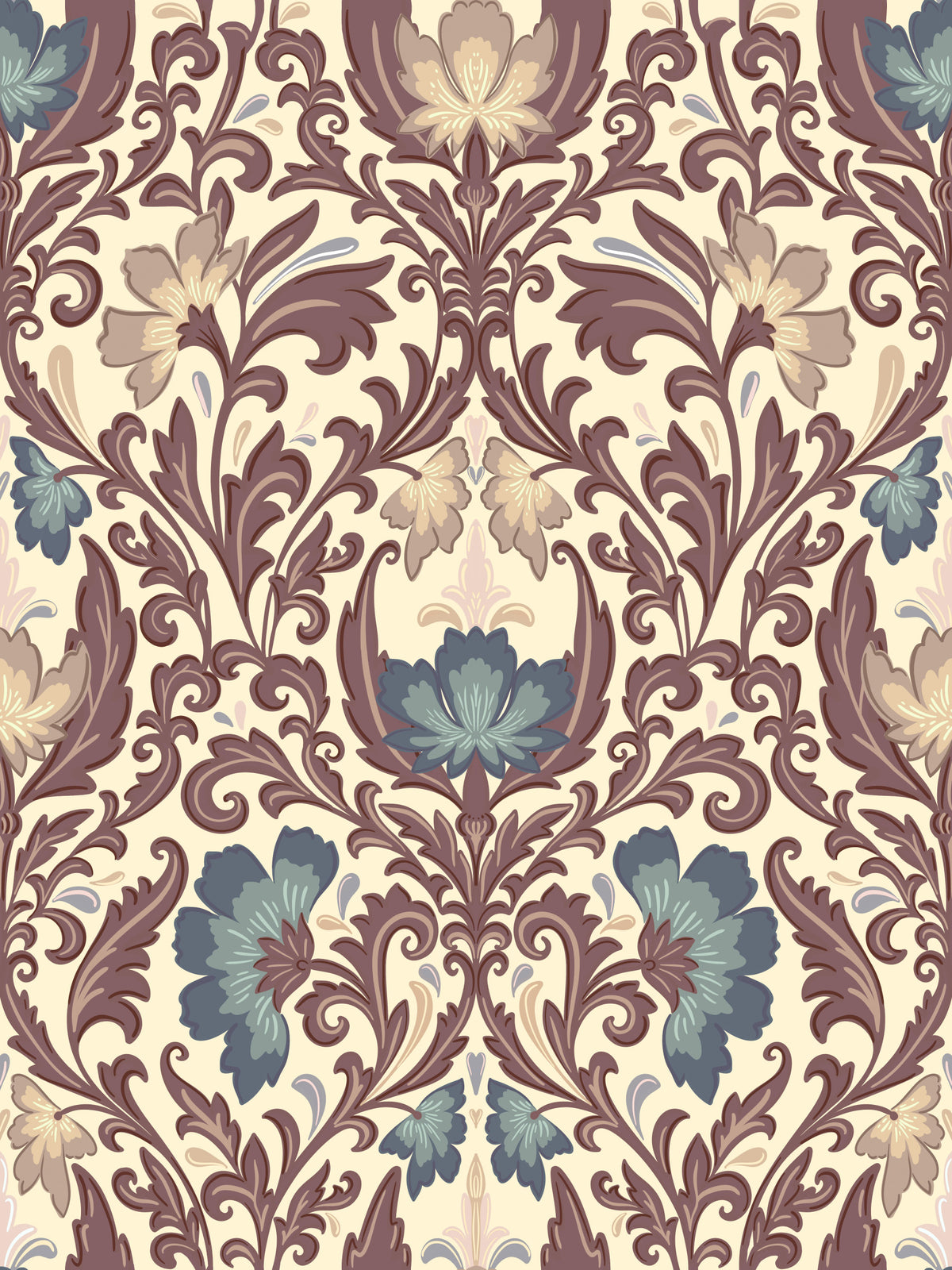 Antique Floral Flourish Wallpaper⁠ in your room