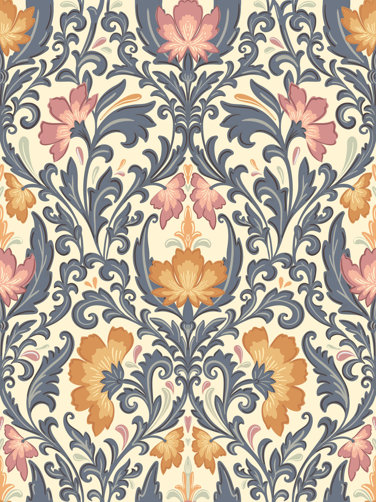 Bloom Damask Wallpaper⁠