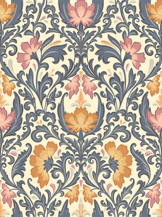 Bloom Damask Wallpaper⁠
