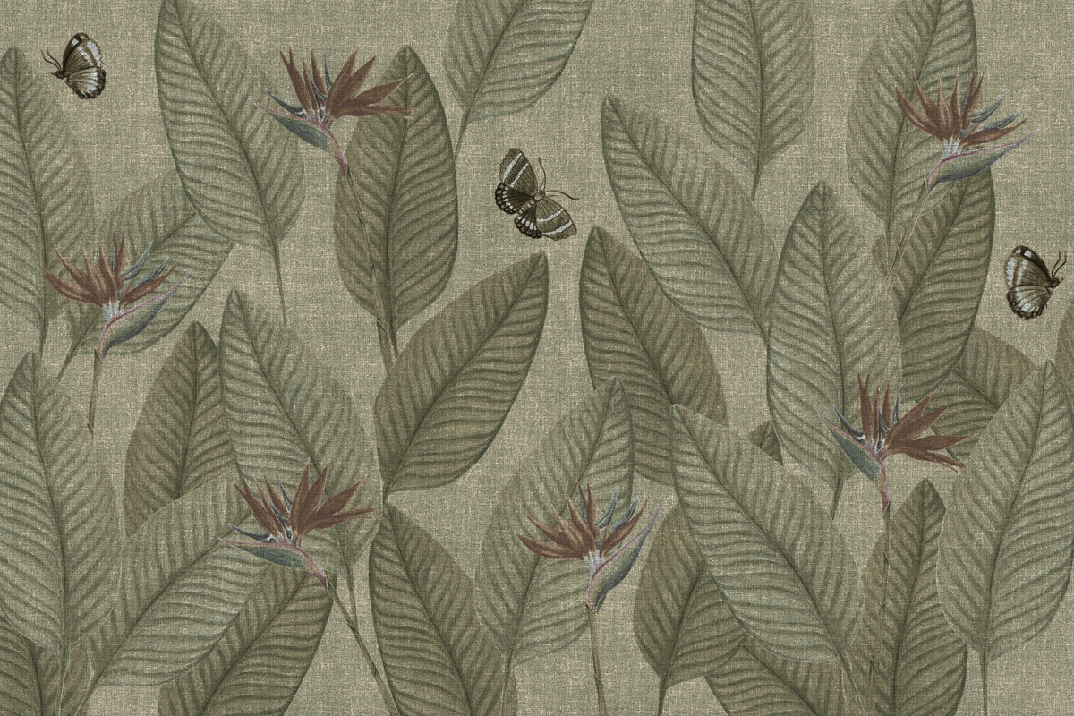 Jungle Life Antique Wall Mural in your room — zoomed
