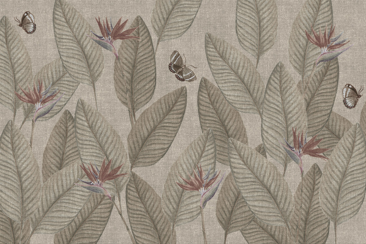 Jungle Life Muted Wall Mural in your room — zoomed