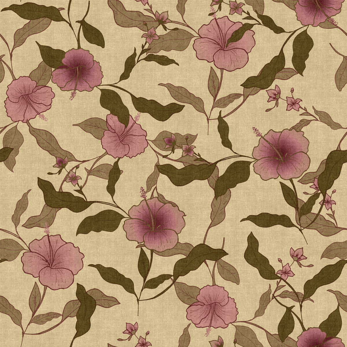 Faded Tropical Floral Heritage Wallpaper⁠ in your room