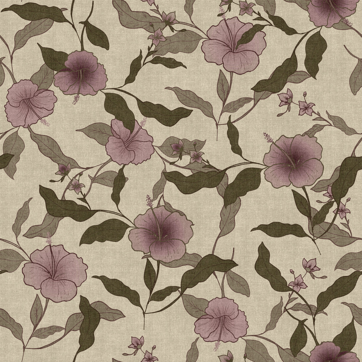 Faded Tropical Floral Vintage Wallpaper⁠ in your room