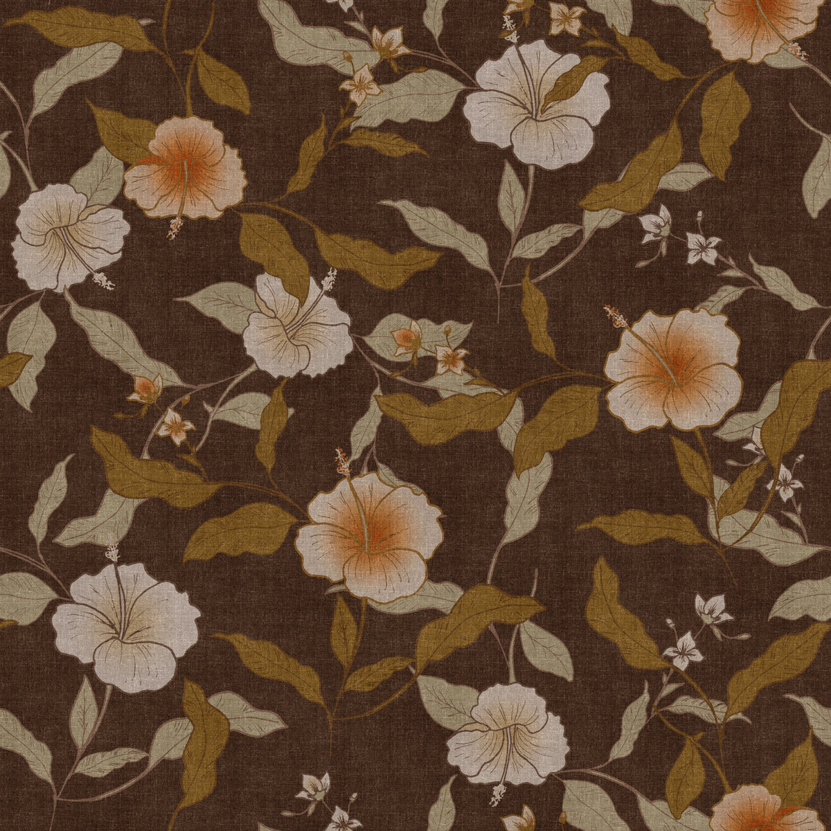 Faded Tropical Floral Warm Vintage Wallpaper⁠
