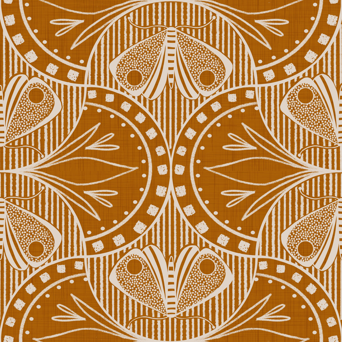 Art Nouveau Butterfly Floral in Burnt Orange in your room