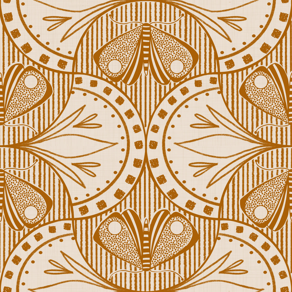 Art Nouveau Butterfly Floral in Cream Burnt Orange in your room