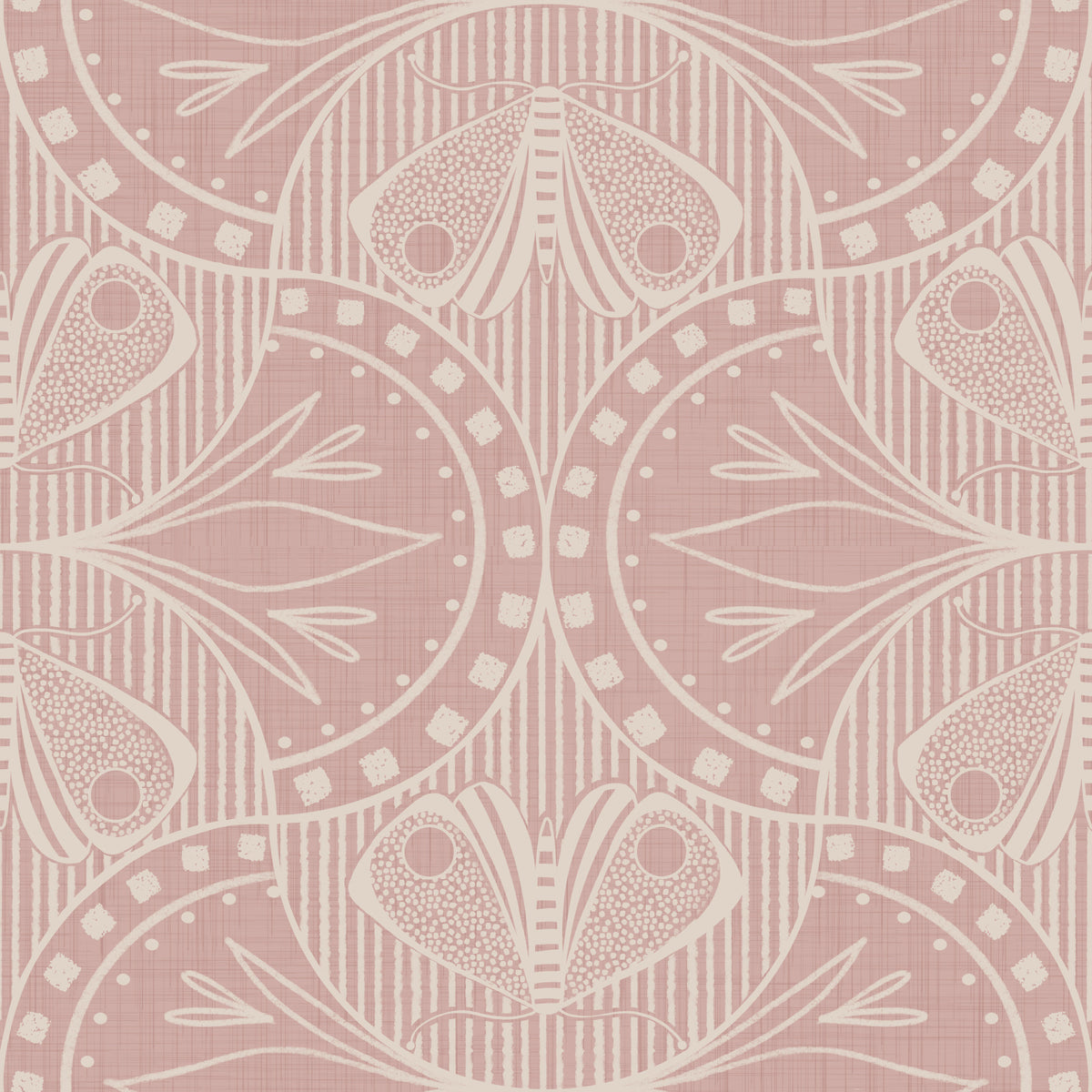 Art Nouveau Butterfly Floral in Dusty Pink Wallpaper⁠ in your room