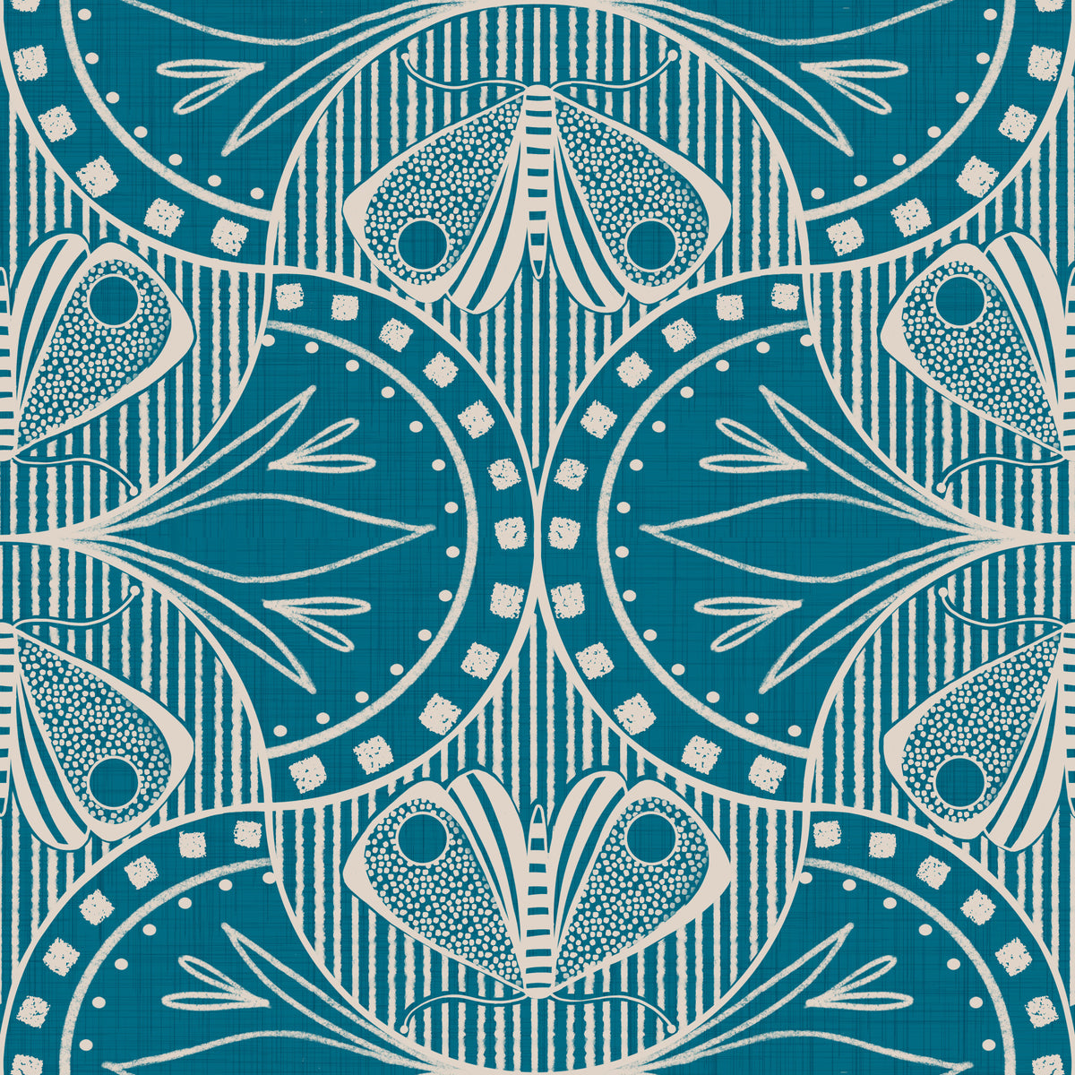 Art Nouveau Butterfly Floral Teal Blue  Wallpaper⁠ in your room