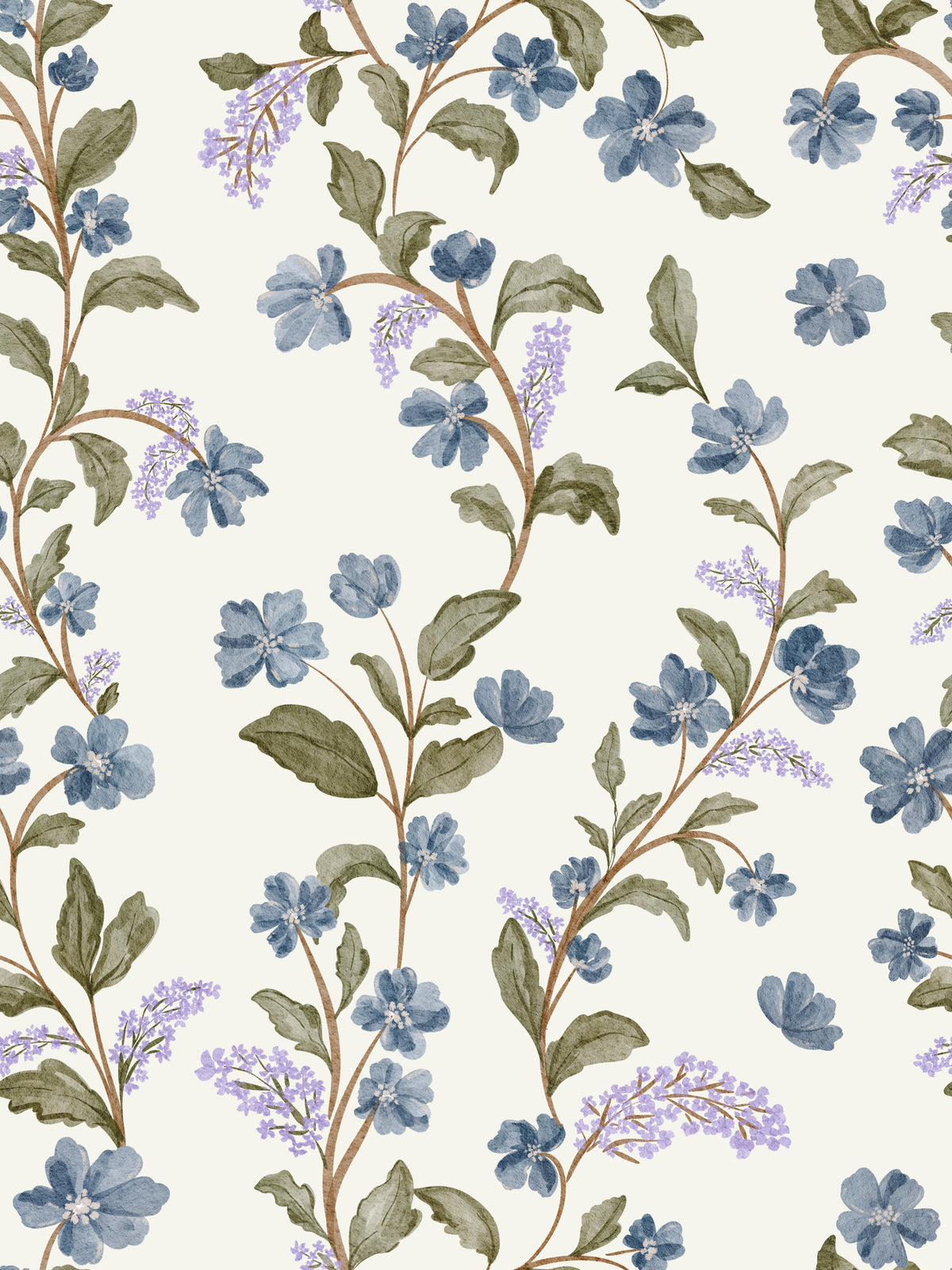 Blue Floral Vines Wallpaper⁠ in your room — zoomed