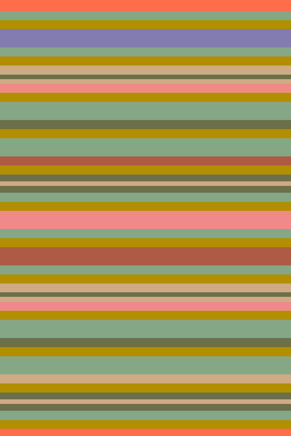 Playtime Stripes Horizontal Classic Striped Retro Vintage 1950s Mint Green Brown Pink Wallpaper⁠ in your room — zoomed