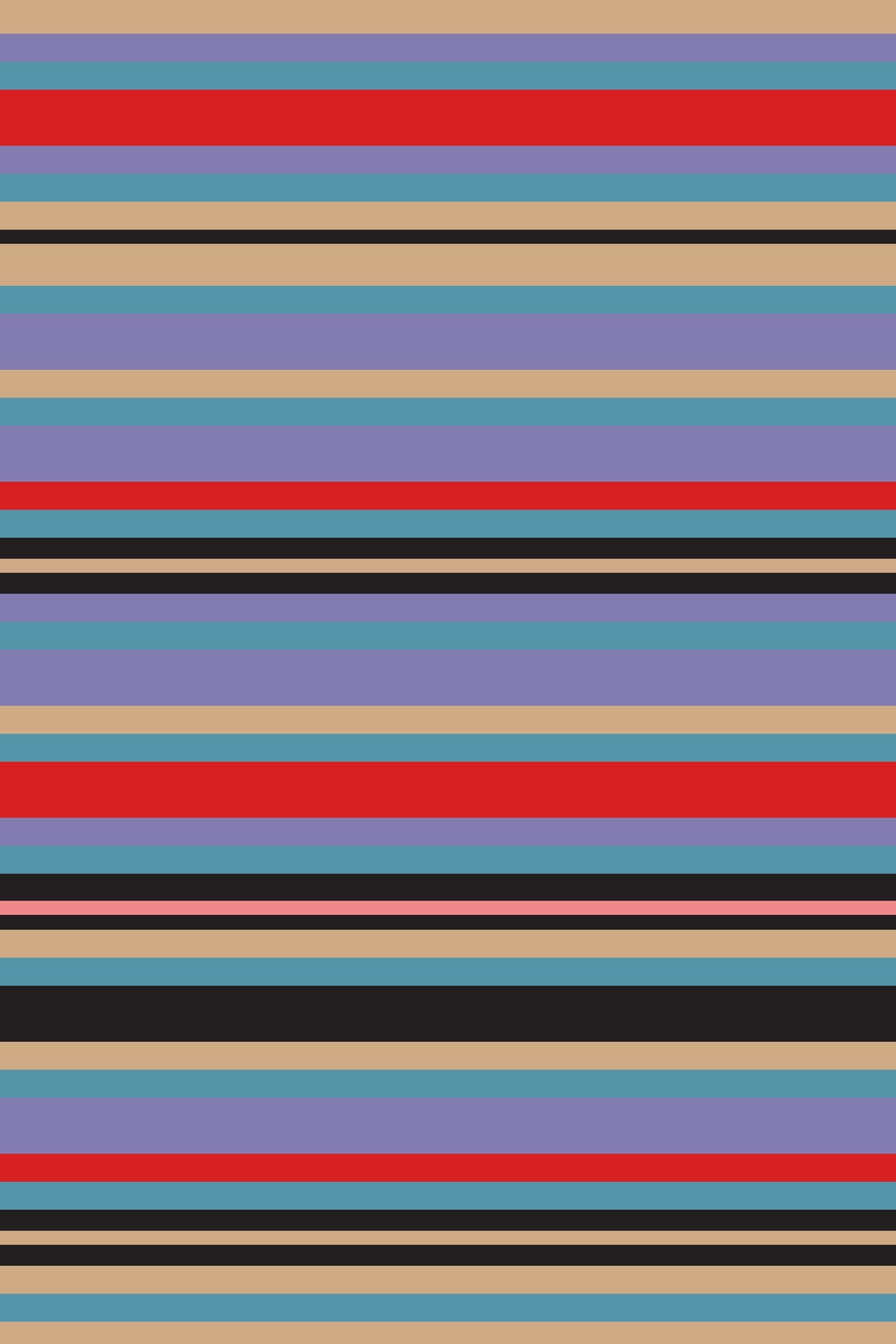 Playtime Stripes Horizontal Classic Striped Retro Vintage 1950s Lavender Purple Blue Red Black Wallpaper⁠ in your room