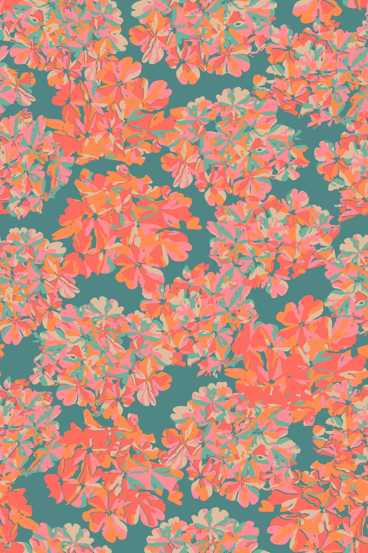 Big Bloom Hydrangeas Vintage English Floral Antique Apricot Teal Wallpaper⁠