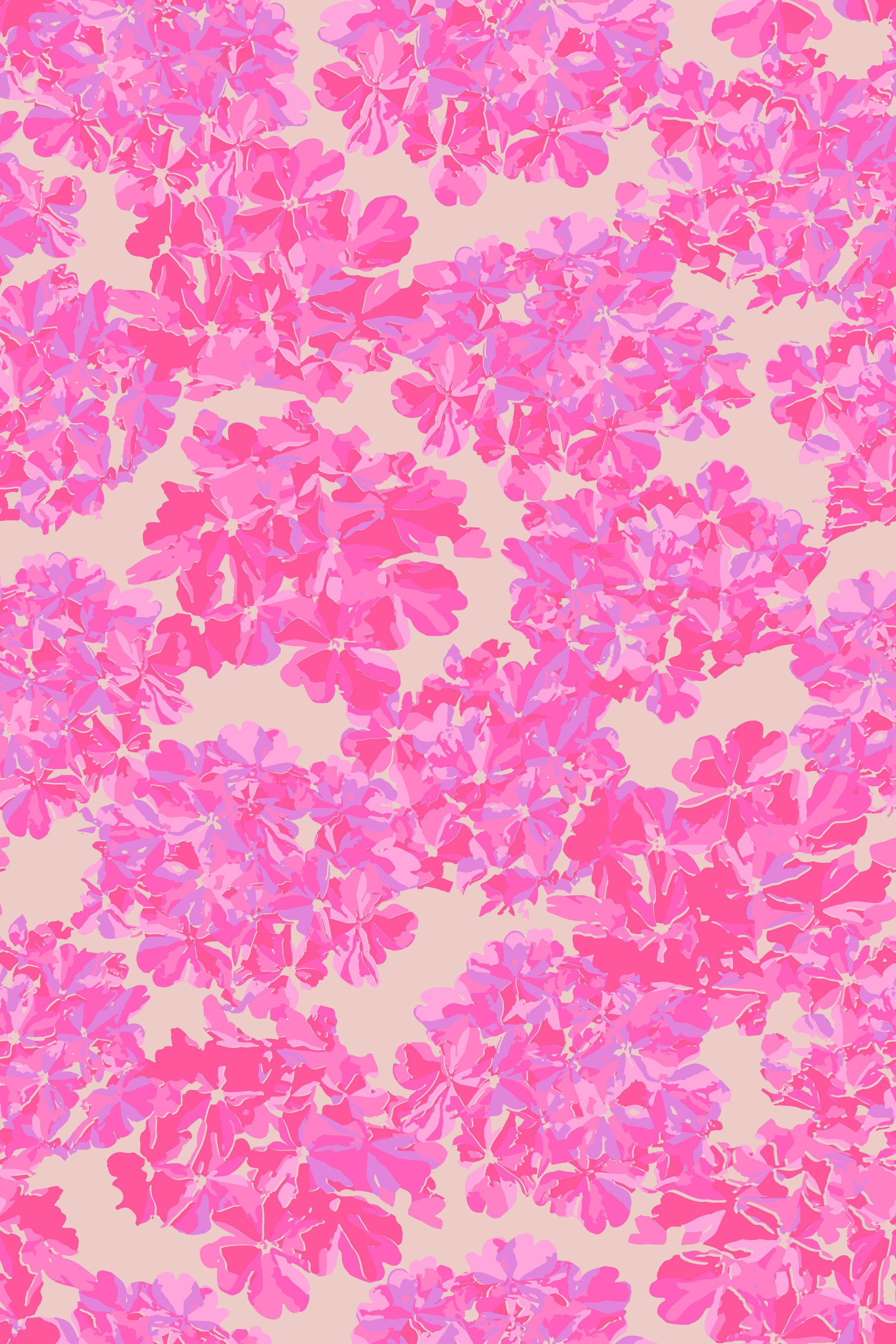 Big Bloom Hydrangeas Vintage English Floral Antique Rose Pink Lavender Wallpaper⁠