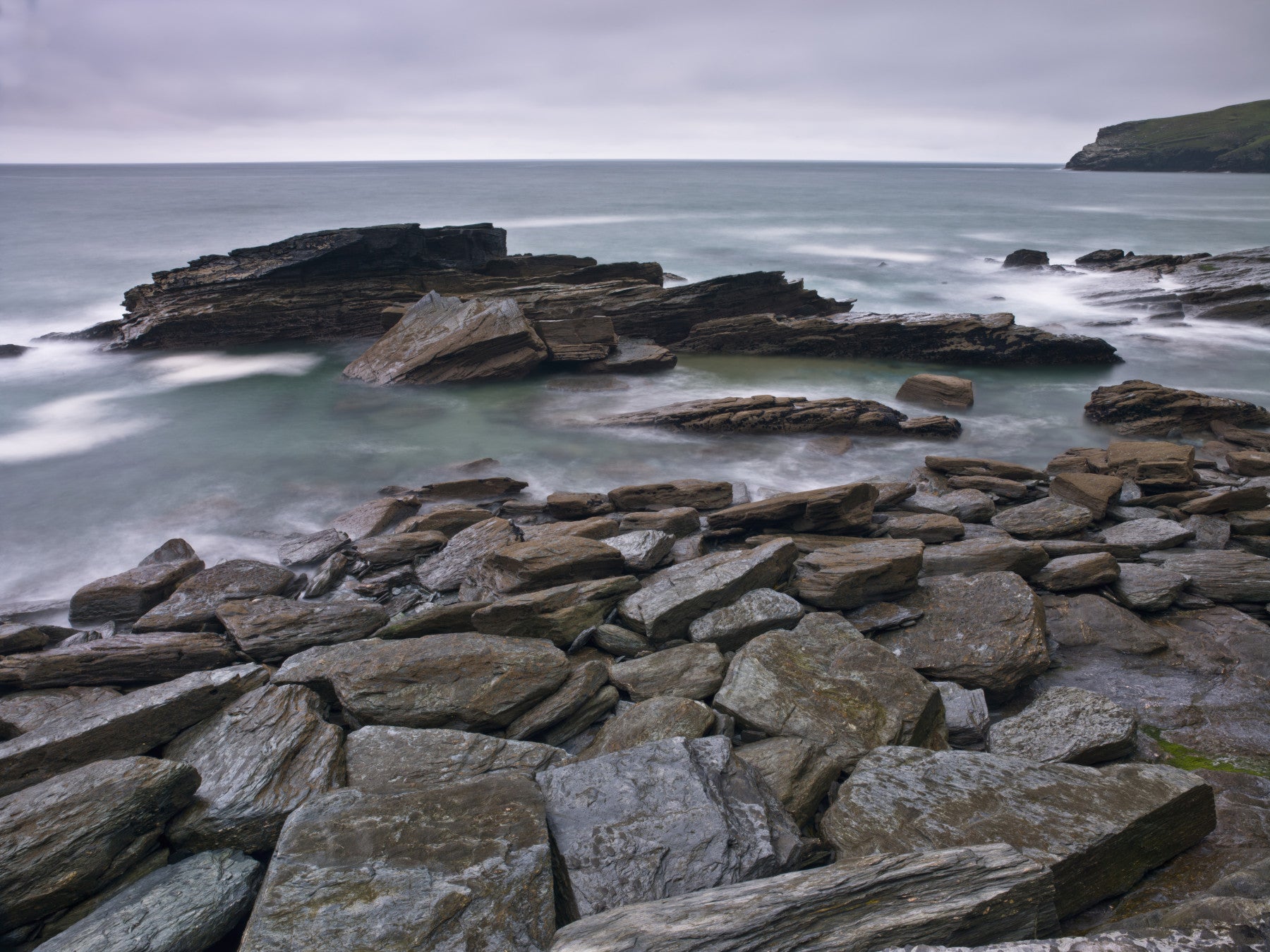 Rugged Trebarwith Strand rock beach in living room