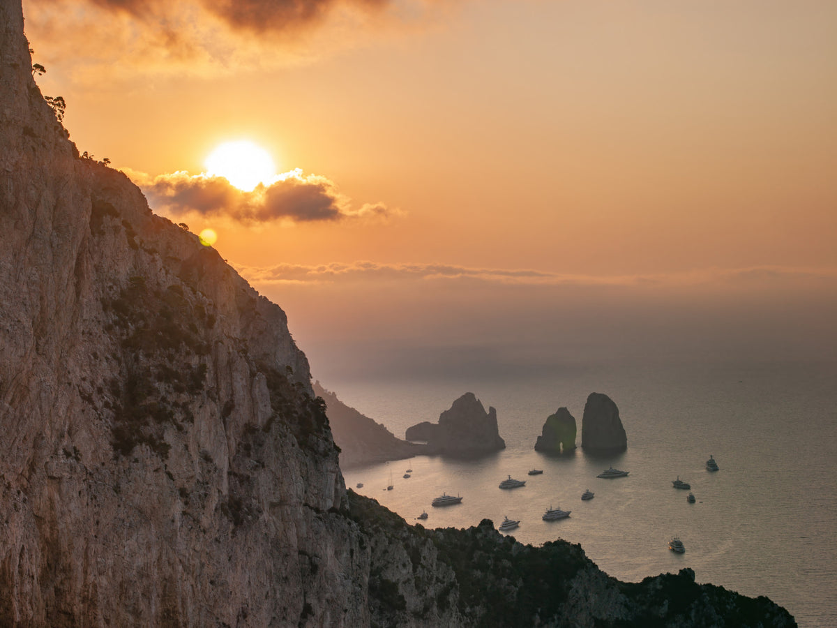 Sunrise Cliffs Wall Mural in your room