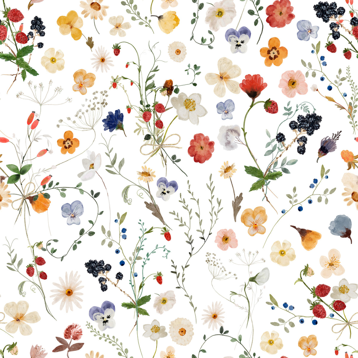 Wildflower Whimsy Meadow Wallpaper⁠ in your room
