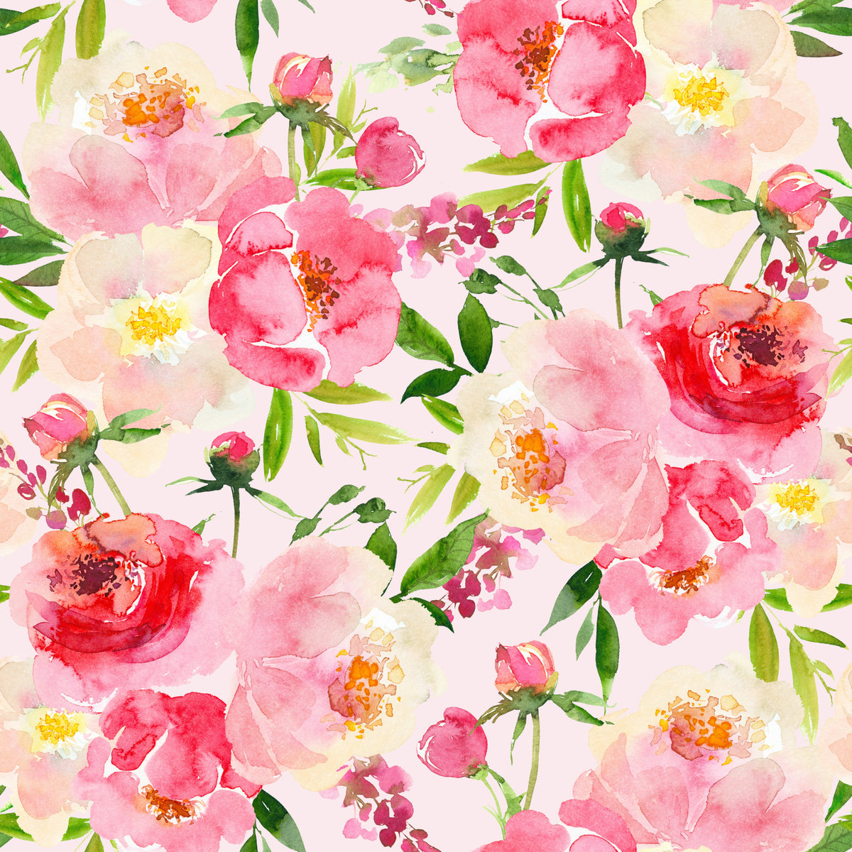 Blush Bloom Watercolor Wallpaper⁠ in your room — zoomed