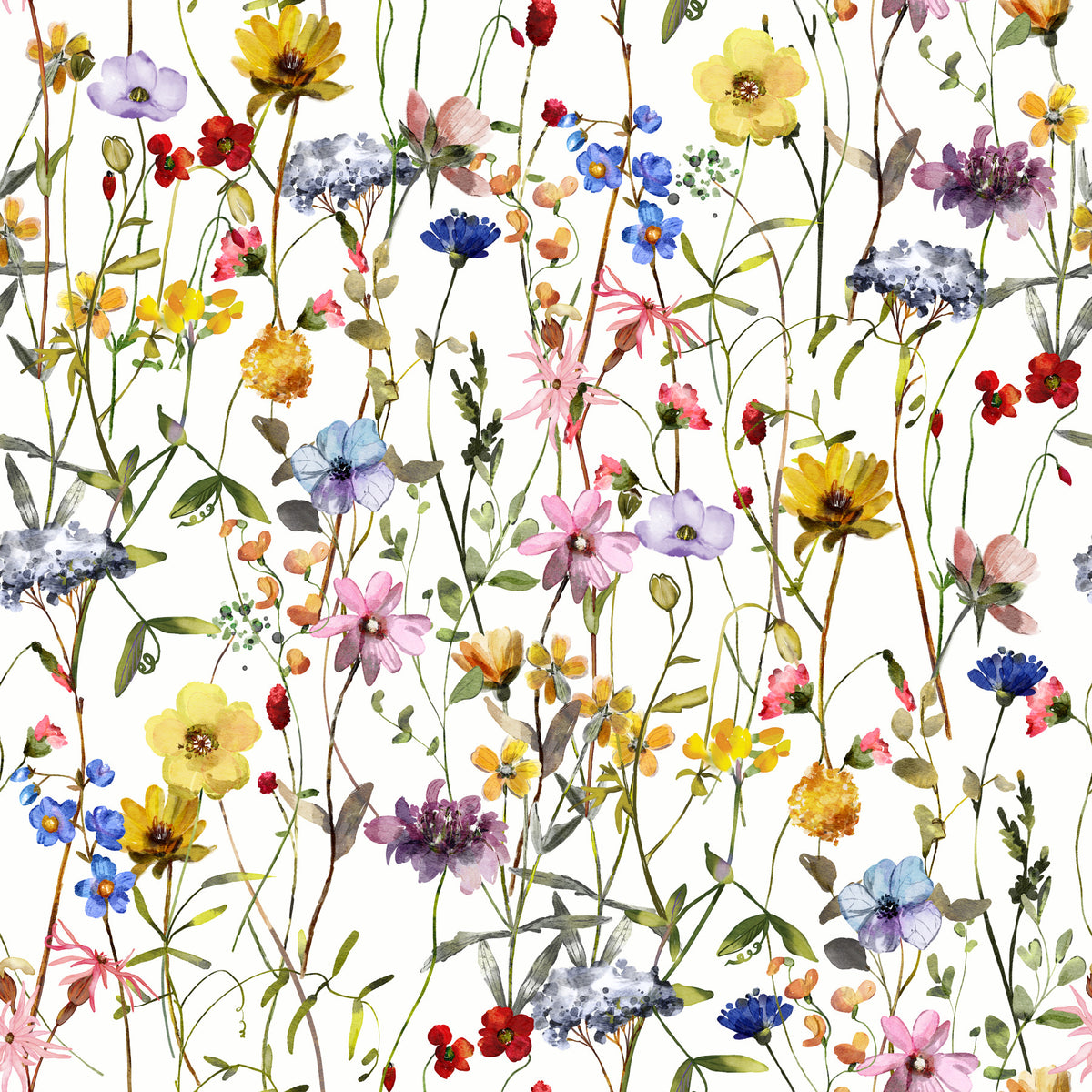 Watercolor Wildflower Whimsy Meadow Wallpaper⁠ in your room — zoomed