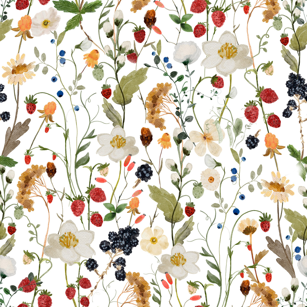 Berry Bloom Meadow  Wallpaper⁠