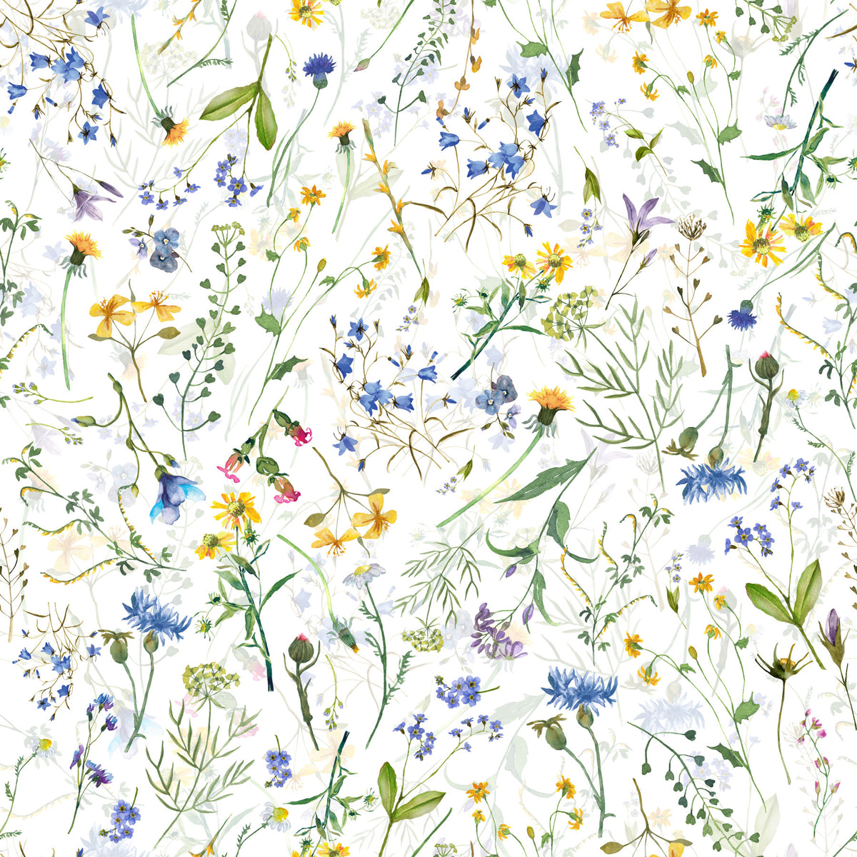 Colorful Watercolor Meadow Wallpaper⁠ in your room — zoomed