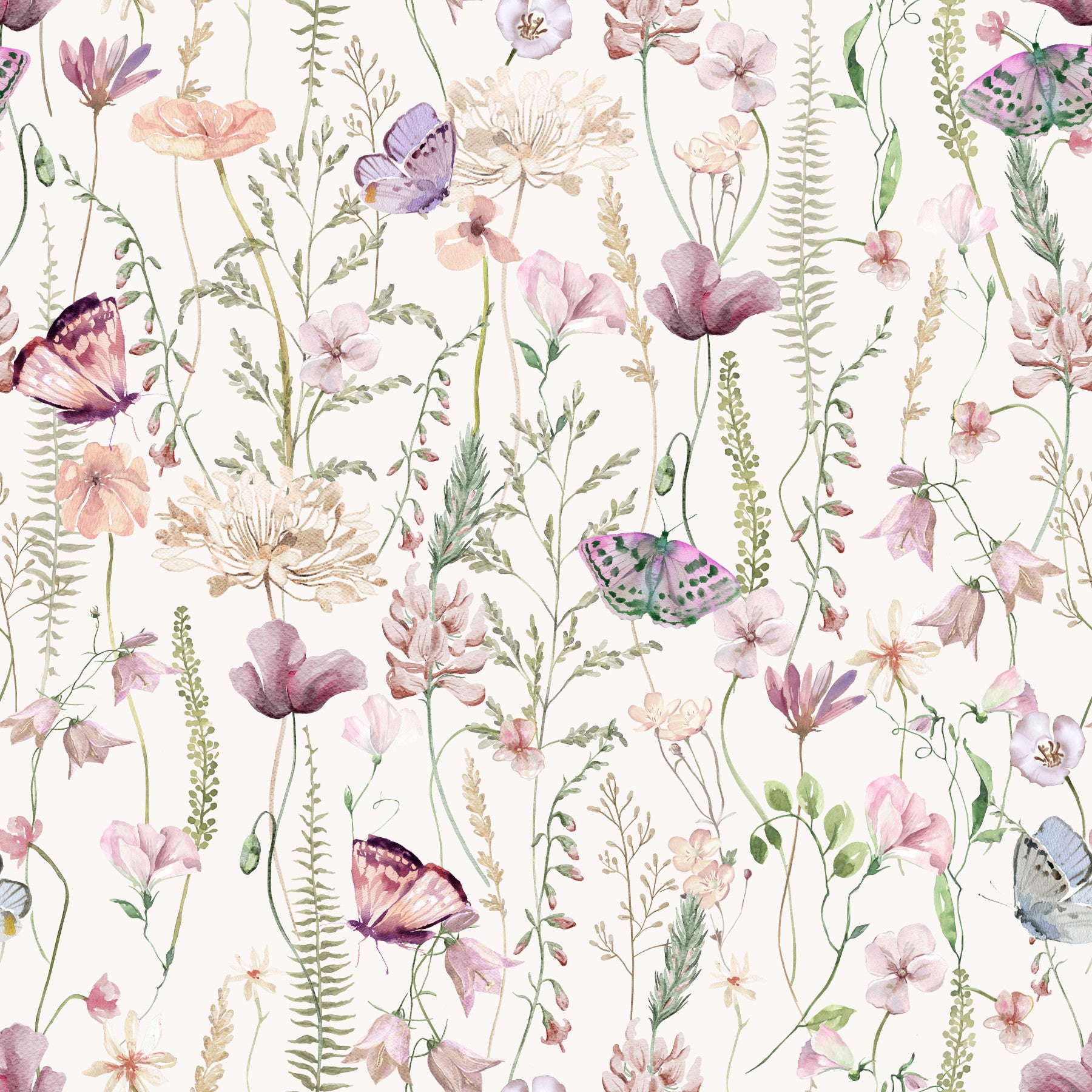Blush Butterfly Meadow Wallpaper⁠