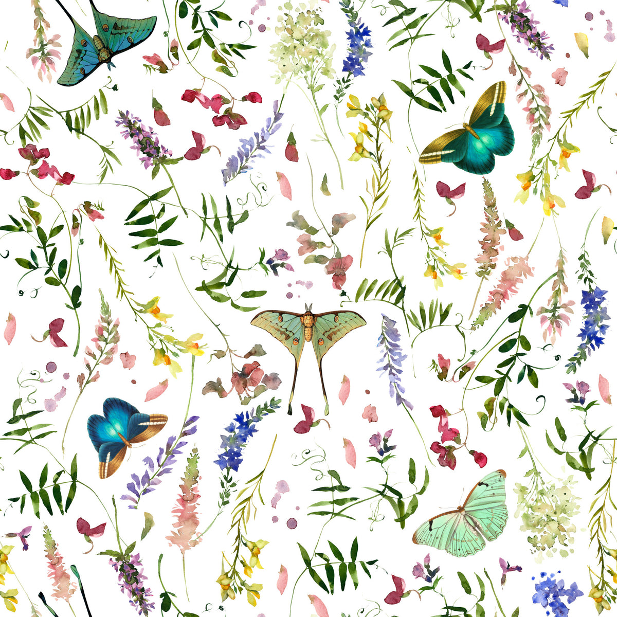 Butterfly And Blooms Wallpaper⁠ in your room — zoomed