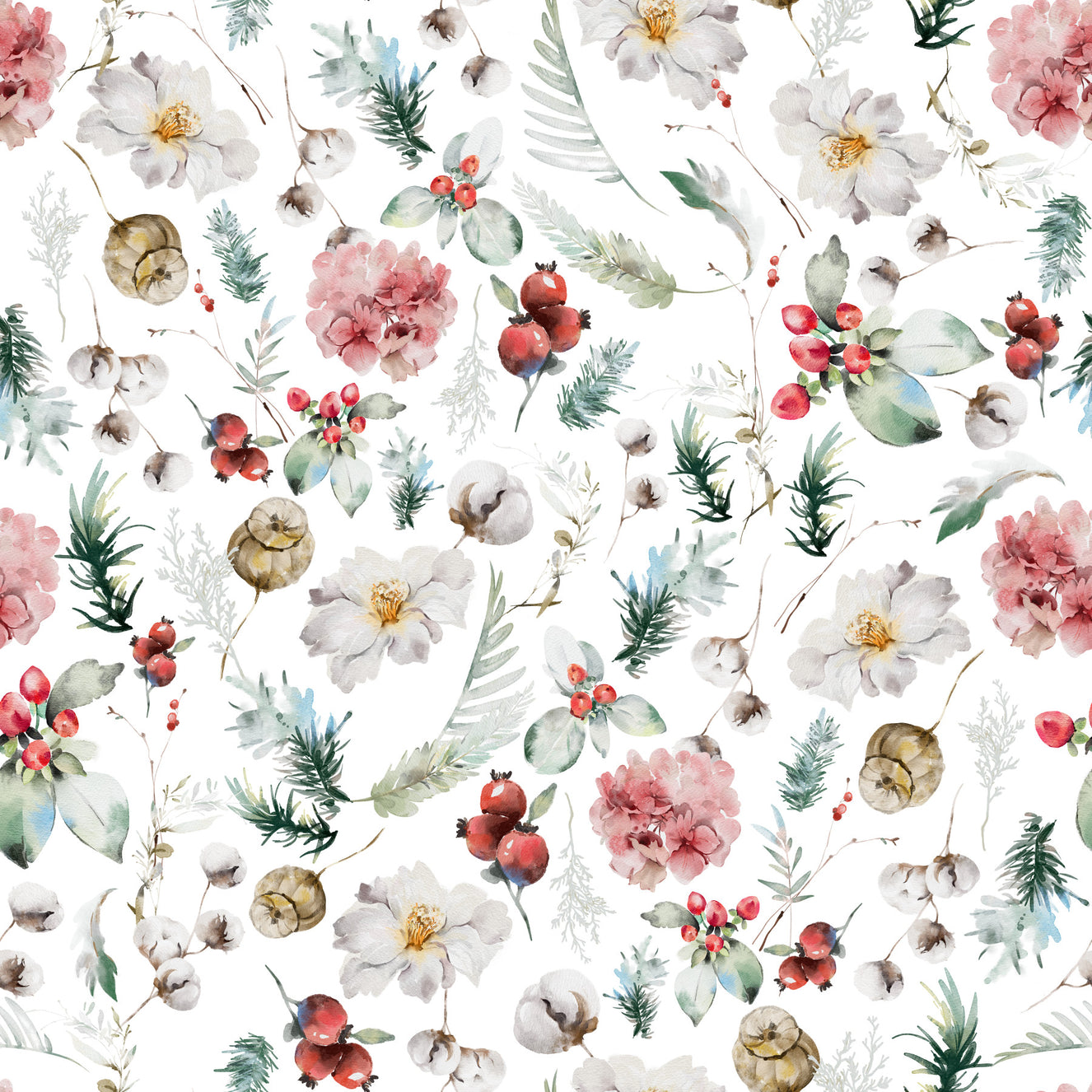 Winter Bloom Watercolor Wallpaper⁠