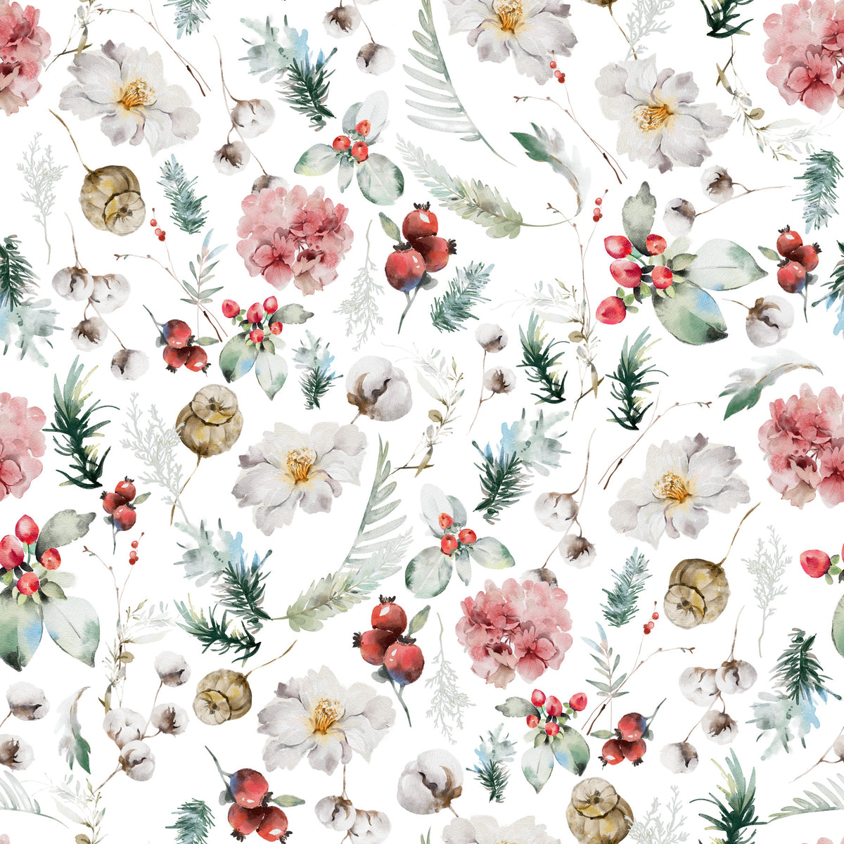 Winter Bloom Watercolor Wallpaper⁠ in your room