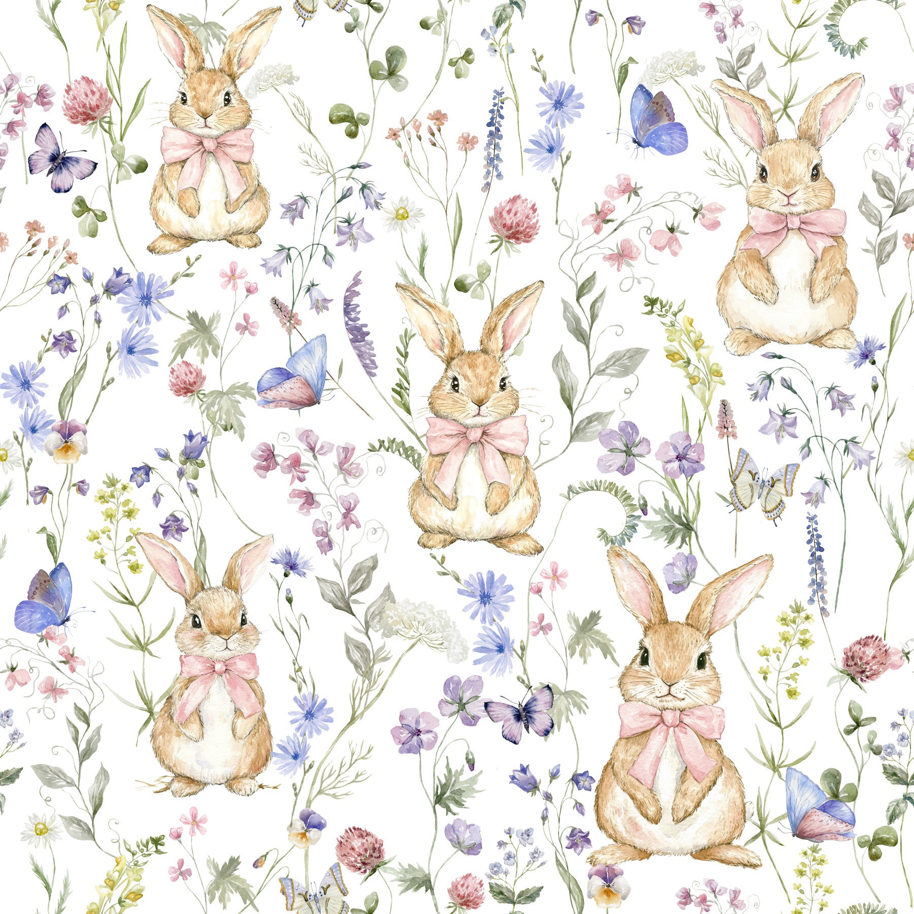 Floral Bunny Bliss Wallpaper⁠