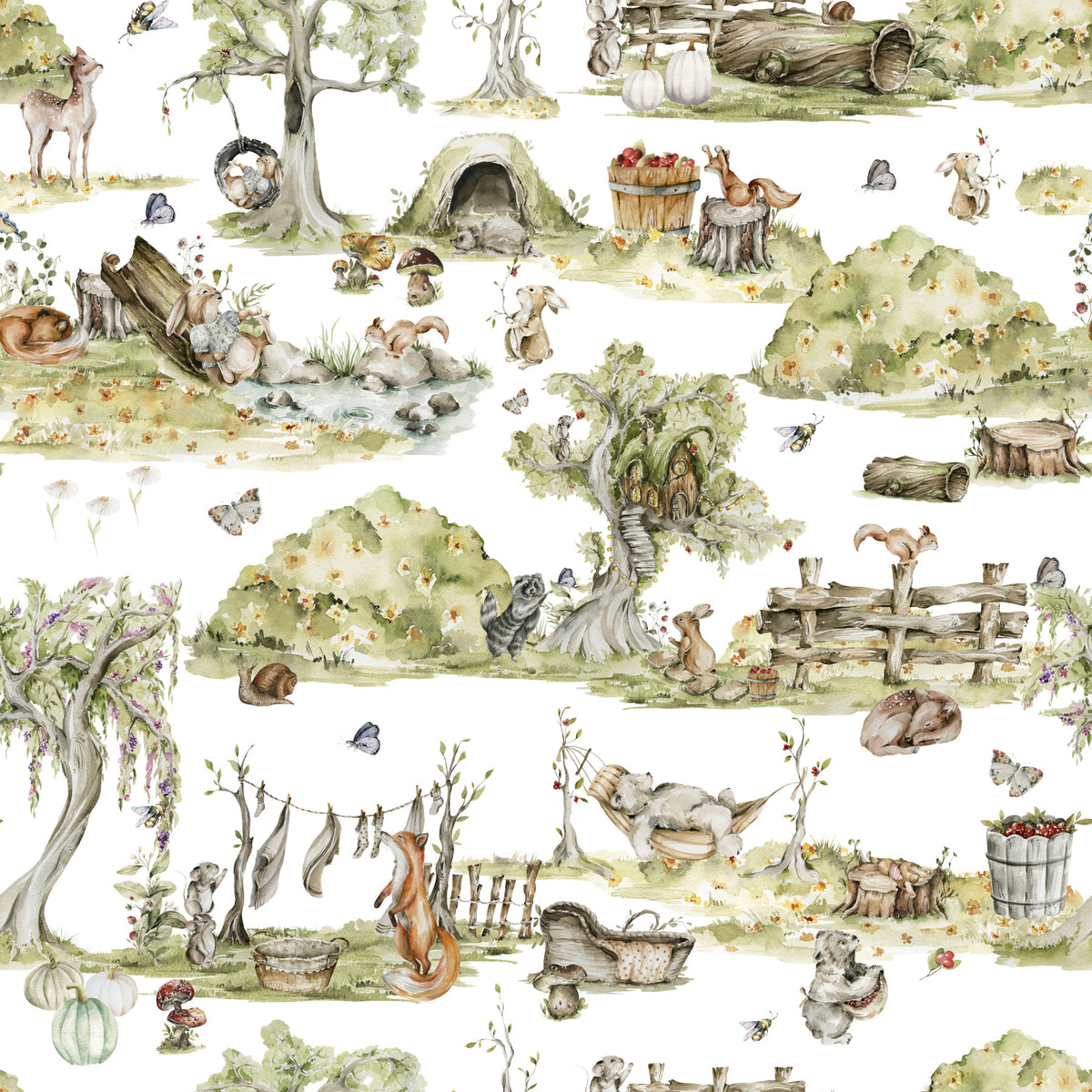 Whimsical Woodland Friends Wallpaper⁠ in your room — zoomed