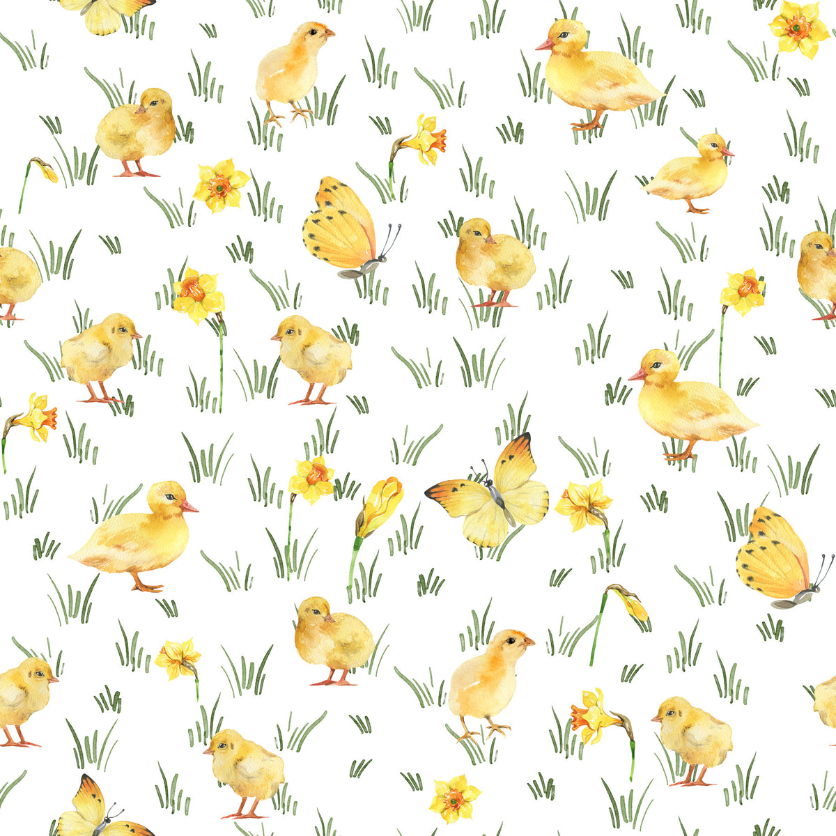 Watercolor Chicks Wallpaper⁠ in your room — zoomed