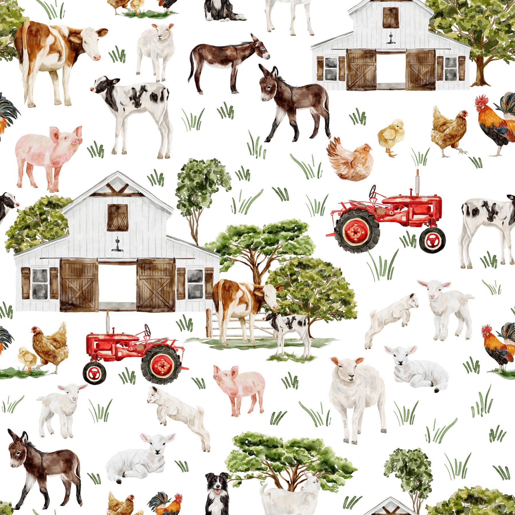 Watercolor Farm Life Wallpaper⁠