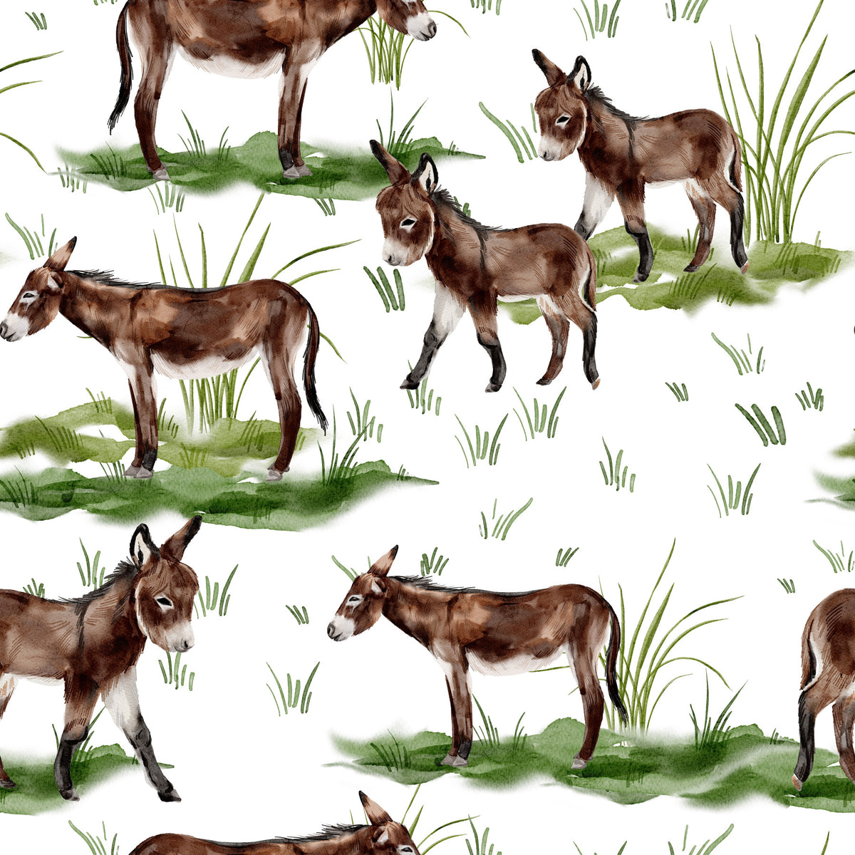 Watercolor Donkeys Wallpaper⁠ in your room — zoomed