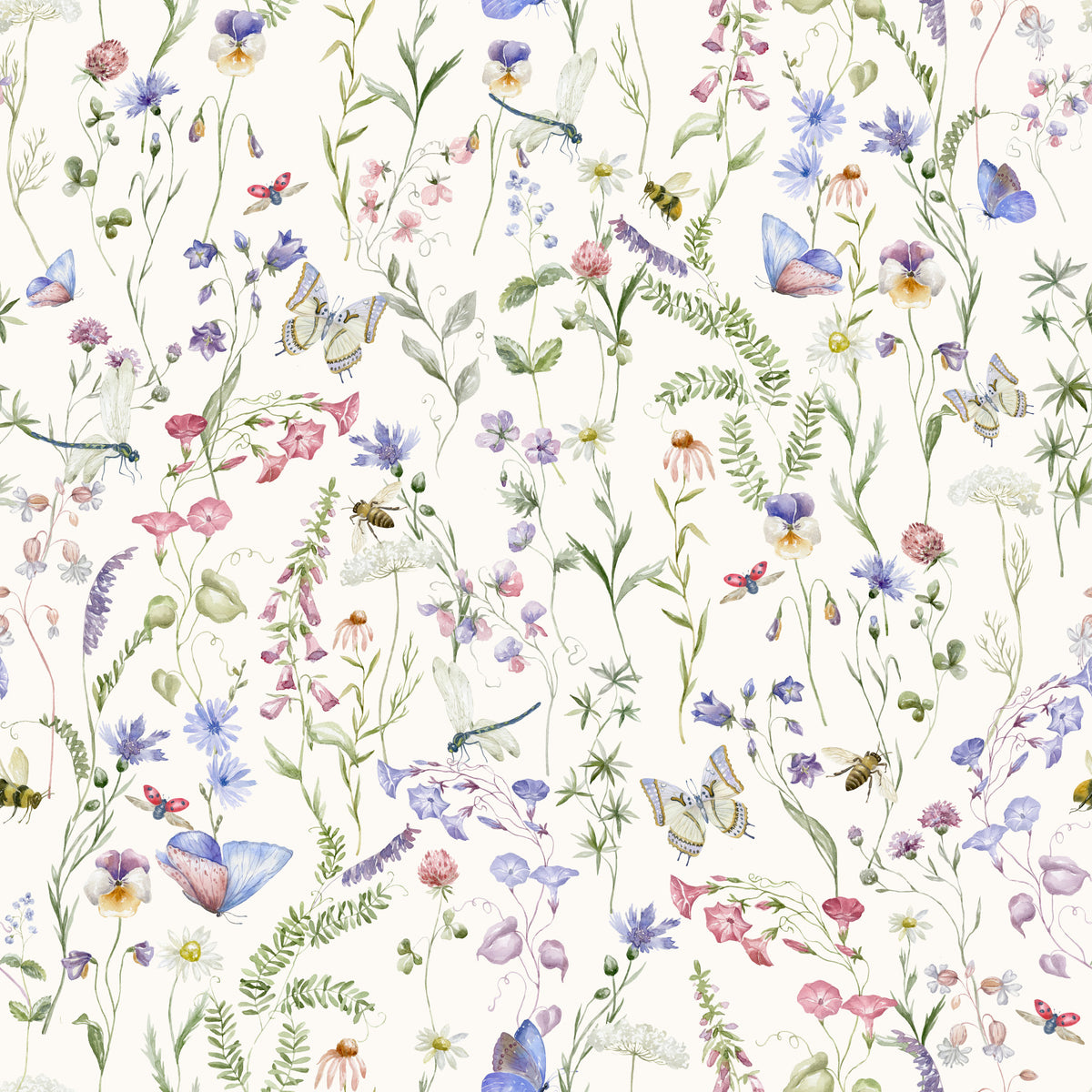 Floral Watercolor Whispers Wallpaper⁠ in your room — zoomed