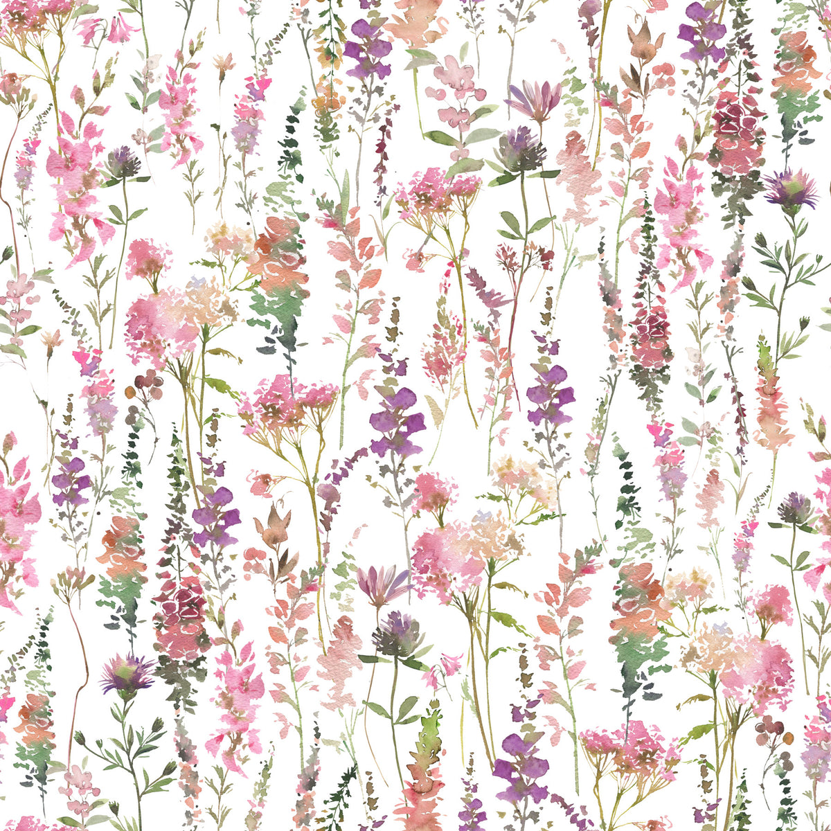 Pink Watercolor Meadow Wallpaper⁠ in your room