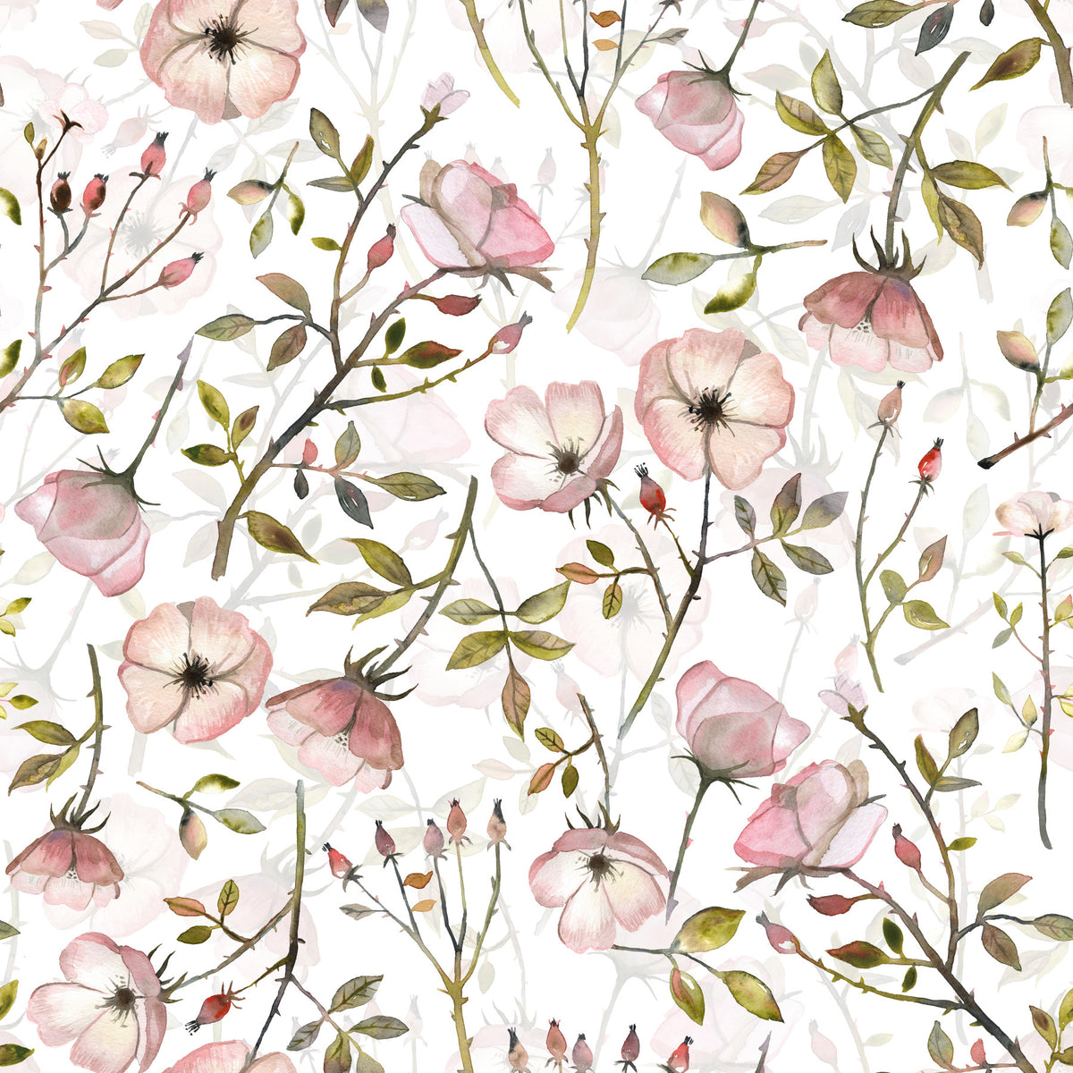 Watercolor Rose Garden Wallpaper⁠ in your room — zoomed
