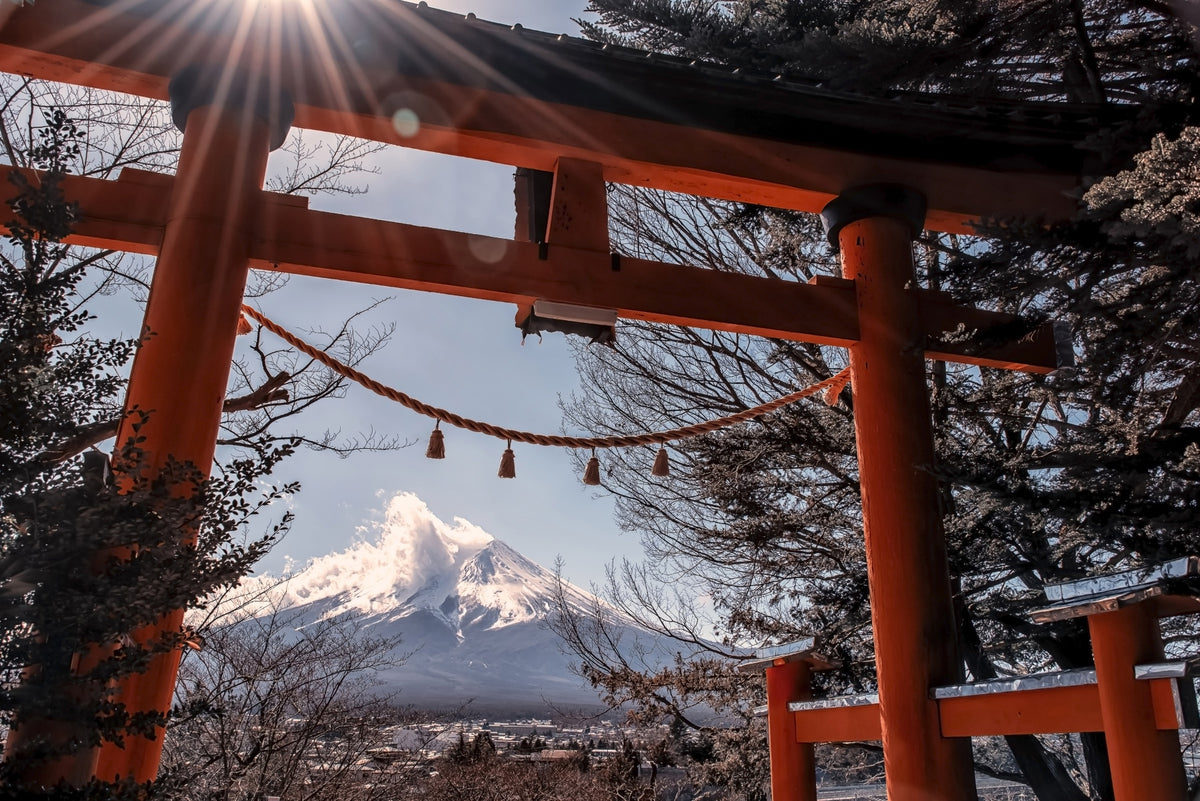 Fuji Gate Sunbeams Wall Mural in your room — zoomed
