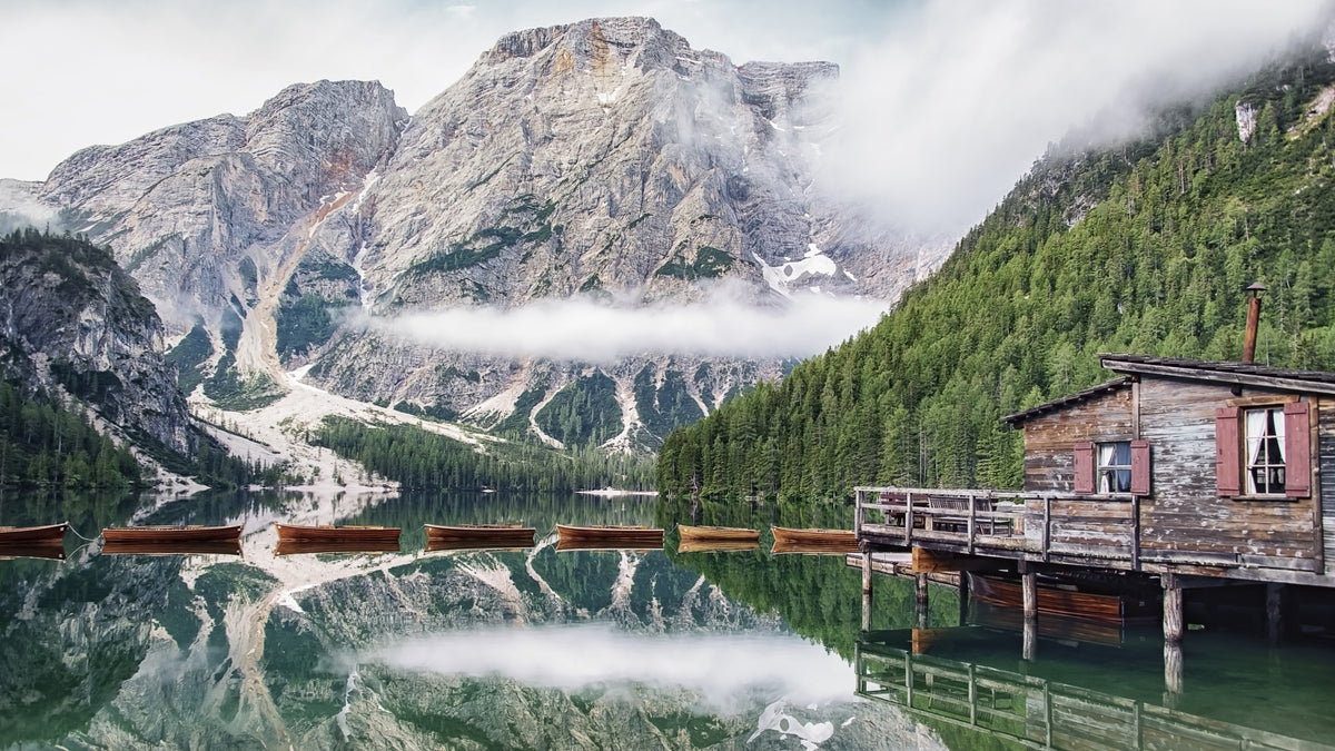 Lake Braies Calm Wall Mural in your room — zoomed