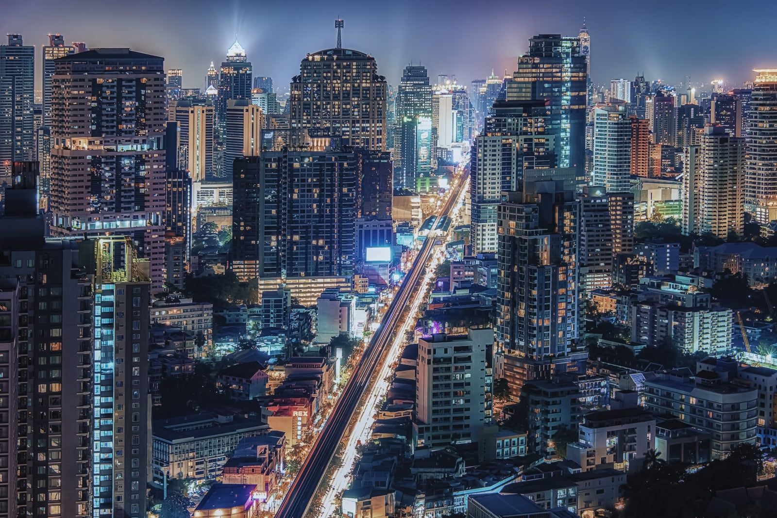 Neon Cityscape Nights Wall Mural