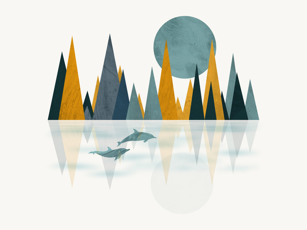 Dolphins Sunset Wall Mural in your room