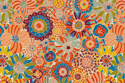 Colorful Groovy Blooms Wall Mural