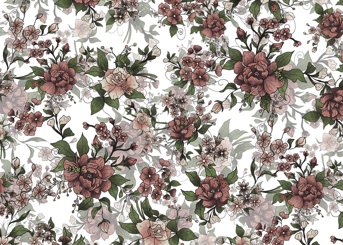 Garden of flowers and beetles Wall Mural in your room