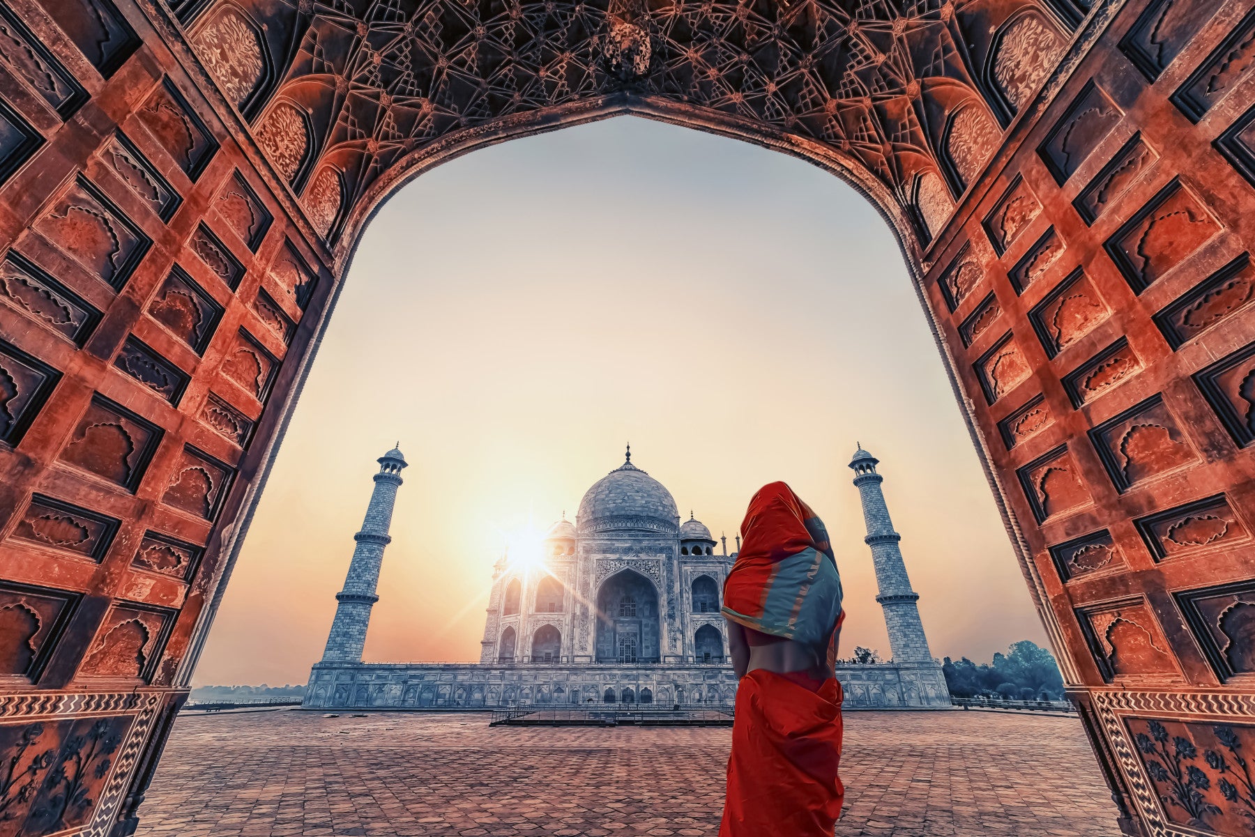 Taj Mahal at sunset Wall Mural