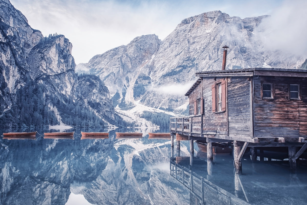 Braies Lake Serenity Wall Mural in your room — zoomed