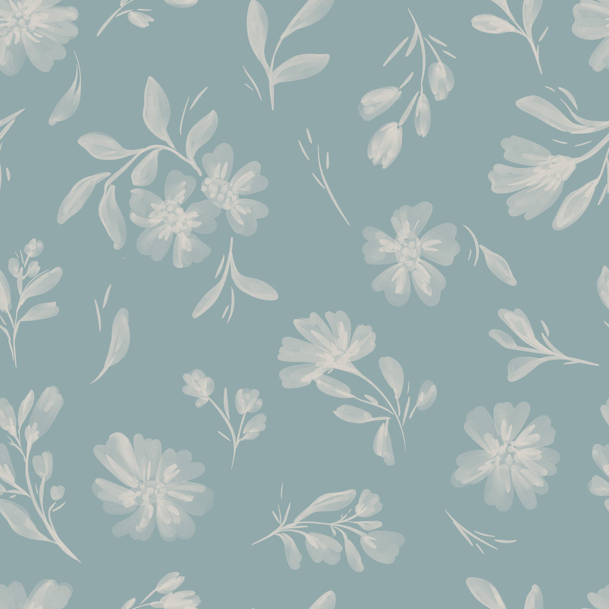 Soft Floral Whisper Wallpaper⁠ in your room — zoomed